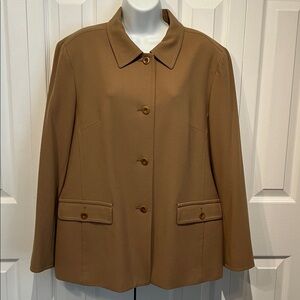 Talbots Tan Wool Button Down Lined Blazer Size 16